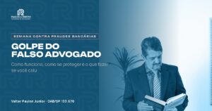 Valter Paulon Junior lendo um livro, capa do artigo sobre o golpe do falso advogado